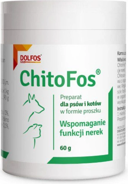 Suplement diety Dolfos ChitoFos dla wspomagania funkcji nerek u psów i kotów 60 tabletek (5902232644104) - obraz 1