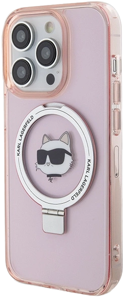 Etui Karl Lagerfeld Ring Stand Choupette Head MagSafe do Apple iPhone 15 Pro Pink (KLHMP15LHMRSCHP) - obraz 2