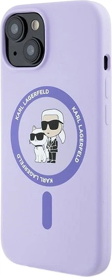 Etui plecki Karl Lagerfeld Silicone Karl&Choupette Heads Ring MagSafe do iPhone 15 Purple (3666339254322) - obraz 2