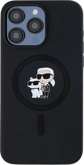 Etui plecki Karl Lagerfeld Silicone Karl & Choupette Ring MagSafe do iPhone 15 Pro Max Black (3666339254070) - obraz 3