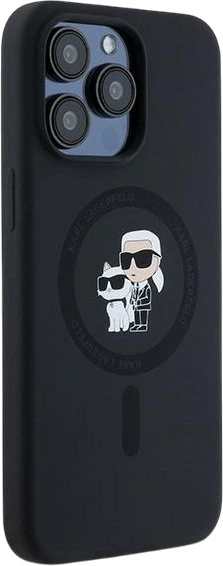 Etui plecki Karl Lagerfeld Silicone Karl & Choupette Ring MagSafe do iPhone 15 Pro Max Black (3666339254070) - obraz 4