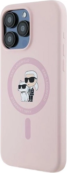 Etui plecki Karl Lagerfeld Silicone Karl & Choupette Ring MagSafe do iPhone 15 Pro Max Pink (3666339254490) - obraz 2