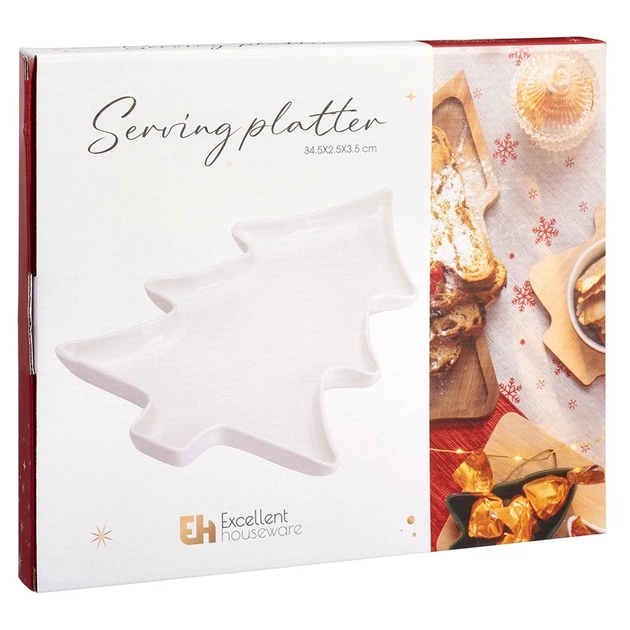 Talerz do serwowania Excellent Houseware 139506 w kształcie choinki porcelanowy Biała 35 x 26 x 3 cm (8721037544412) - obraz 3