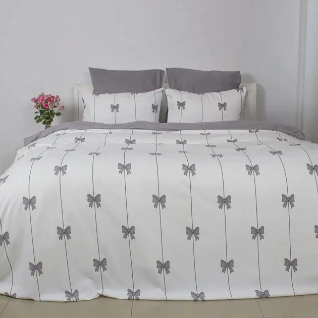 Постельное белье ТЕП Melluna Soft Ribbons двуспальное наволочки 50х70/70х70 см Белый с серым (48980180215) - Фото 1 Постельное белье ТЕП Melluna Soft Ribbons двуспальное наволочки 50х70/70х70 см Белый с серым (48980180215) - изображение 1