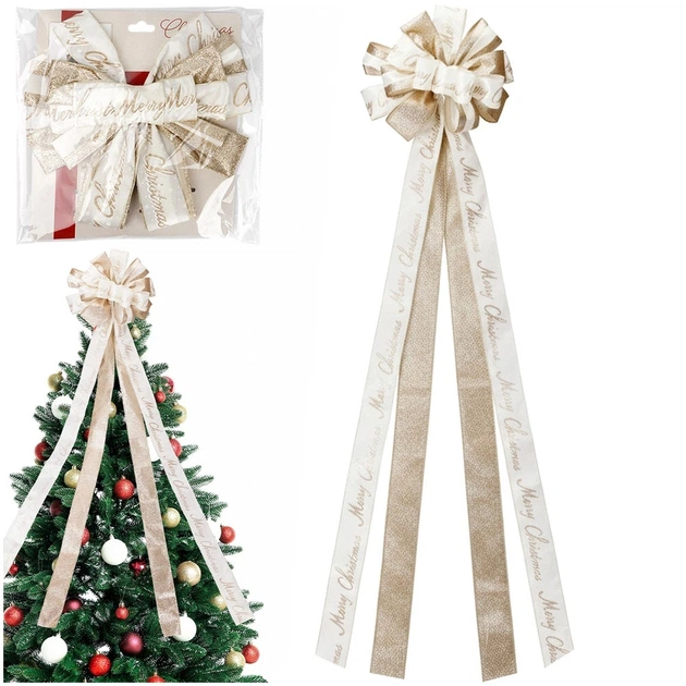Декоративний бант Home Styling Collection 839565 на ялинку 130 x 33 см Кремова (8721037684408) - зображення 5