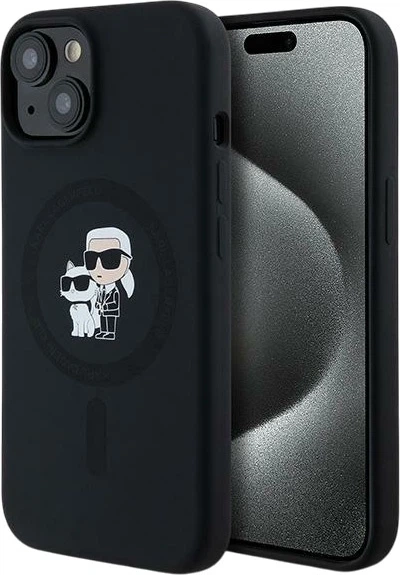 Панель Karl Lagerfeld Silicone Karl & Choupette Ring MagSafe для iPhone 15 Plus / 14 Plus Black (3666339254056) - зображення 1