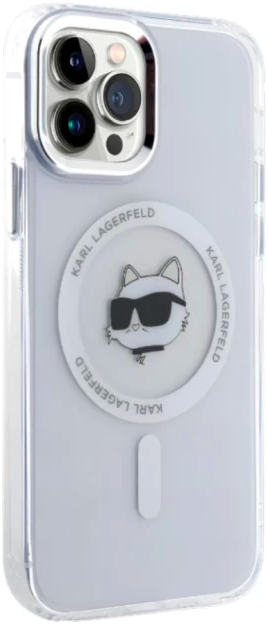 Панель Karl Lagerfeld IML Metal Choupette Head MagSafe do Apple iPhone 13 Pro White (KLHMP13LHLSCHH) - зображення 3