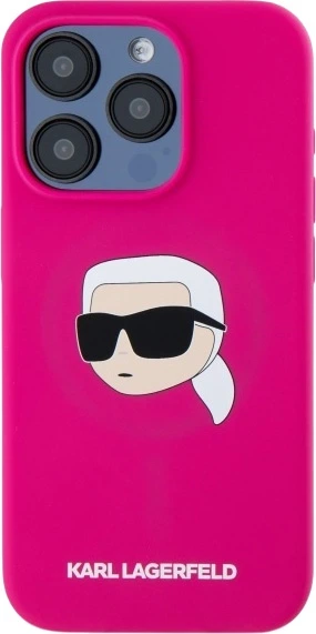 Панель Karl Lagerfeld Silicone Karl Head Print MagSafe для Apple iPhone 15 Pro Fuchsia (3666339257002) - зображення 3