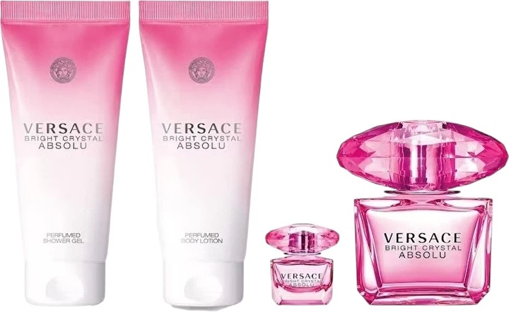 Набір для жінок Versace Bright Crystal Absolu Парфумована вода 90 мл + Лосьйон для тіла 100 мл + Гель для душу 100 мл + Мініатюра Парфумована вода 5 мл (8011003899814) - зображення 2