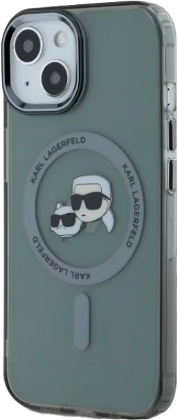 Панель Karl Lagerfeld IML Metal Karl&Choupette Head MagSafe для Apple iPhone 15 Black (KLHMP15SHLSKCK) - зображення 2