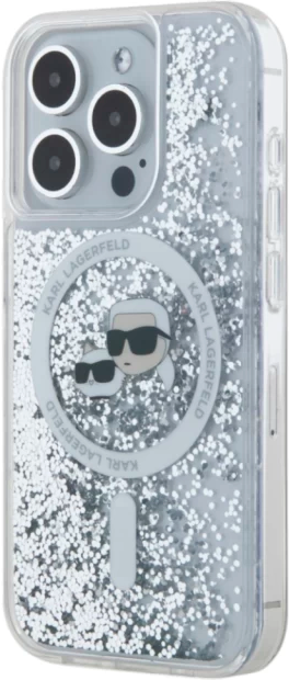Панель Karl Lagerfeld Liquid Glitter Karl&Choupette Head Magsafe do Apple iPhone 15 Pro Max Transparent (KLHMP15XLGKCSGH) - зображення 2