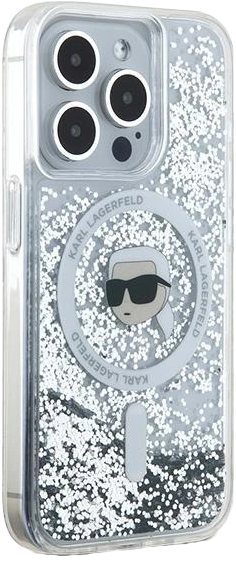 Панель Karl Lagerfeld Liquid Glitter Karl Head Magsafe do Apple iPhone 15 Pro Transparent (KLHMP15LLGKISGH) - зображення 4