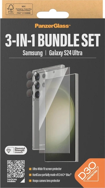 Панель Panzer Glass Bundle 3в1 для Samsung Galaxy S24 Ultra + Захисне скло Прозорий (5711724212123) - зображення 4