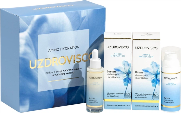 Zestaw do pielęgnacji twarzy Uzdrovisco Amino Hydration Krem ujędrniający 50 ml + Serum ujędrniające 30 ml (5904917484517) - obraz 1