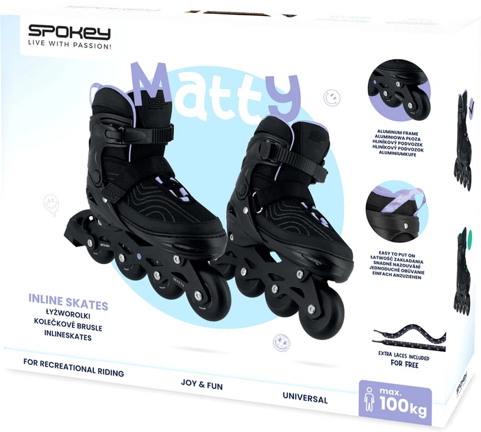 Регульовані ролики Spokey MATTY 35–38 943451 Чорні (5905339434517) - зображення 10