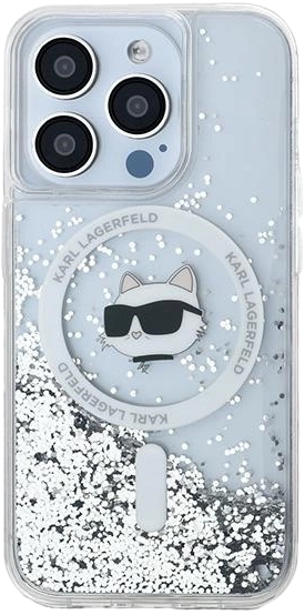 Etui Karl Lagerfeld Liquid Glitter Choupette Head Magsafe do Apple iPhone 15 Pro Transparent (KLHMP15LLGCHSGH) - obraz 2