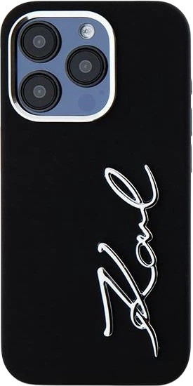 Etui plecki Karl Lagerfeld Silicone Metal Script Logo do Apple iPhone 15 Pro Black (3666339253363) - obraz 3
