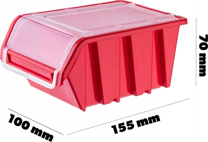 Zestaw kuwet warsztatowych z pokrywą Kadax KTR16 155 x 100 mm 10 szt. Czerwone (5903699456804) - obraz 6