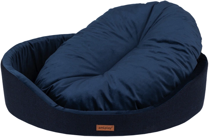 Legowisko dla psów Amiplay Siena owalne S Niebieskie (5907563299092) - obraz 3