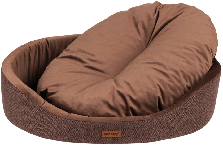Лежак для собак Amiplay Siena овальний M Коричневий (5907563299177) - зображення 3