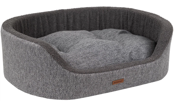 Лежак для собак Amiplay Malmo Еліпса S Сірий (5907563299290) - зображення 1