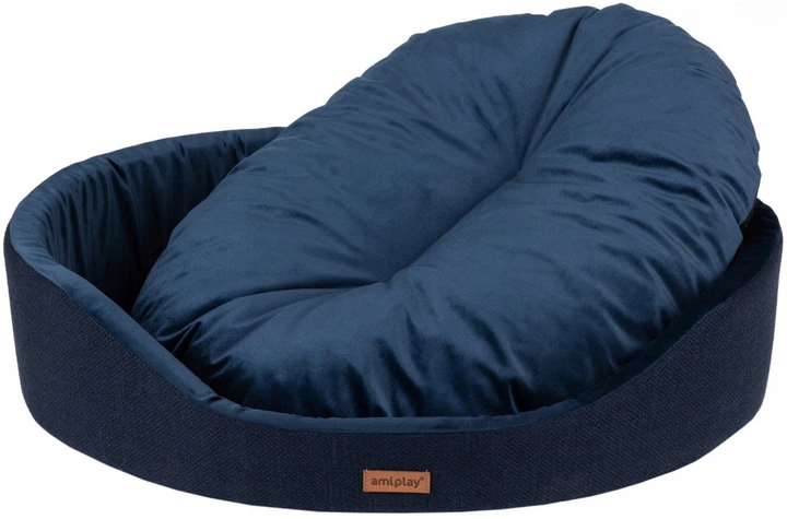 Лежак для собак Amiplay Siena овальний M Синій (5907563299146) - зображення 3