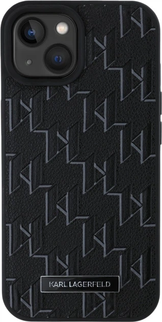Etui plecki Karl Lagerfeld Leather Monogram Metal Logo MagSafe do Apple iPhone 15 / 14 / 13 Black (3666339253622) - obraz 3