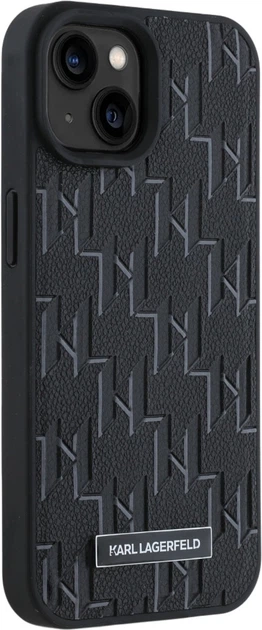 Etui plecki Karl Lagerfeld Leather Monogram Metal Logo MagSafe do Apple iPhone 15 / 14 / 13 Black (3666339253622) - obraz 4