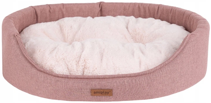 Legowisko dla psów Amiplay Como owalne L Różowe (5907563312654) - obraz 1