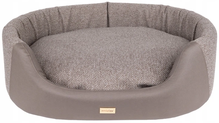 Legowisko dla psów Amiplay Milano Elipsa M Beżowe (5907563310605) - obraz 1