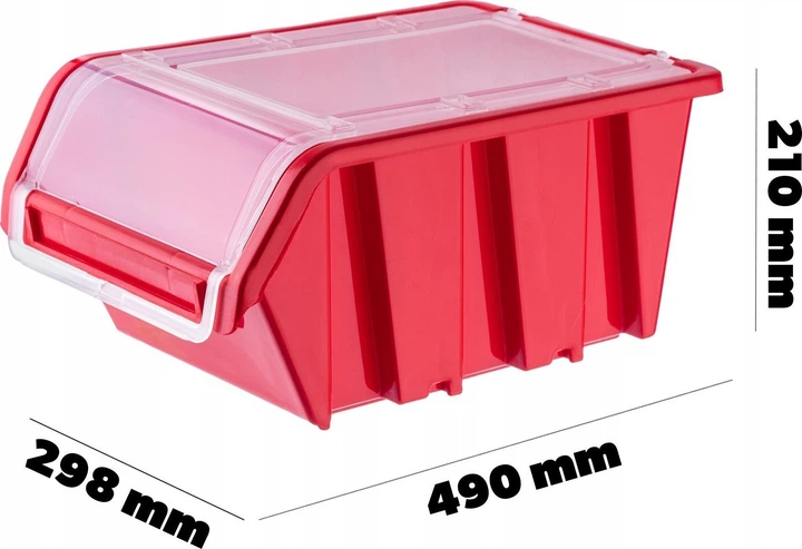 Kuweta warsztatowa z pokrywą Kadax KTR50 490 x 298 x 210 mm Czerwona (5903699456910) - obraz 5