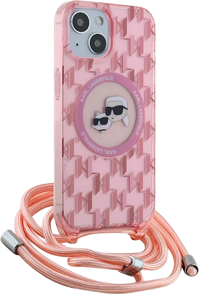 Etui Karl Lagerfeld IML Crossbody Monogram Karl & Choupette do Apple iPhone 13/14/15 Pink (KLHMP15SHCKCKLCP) - obraz 3