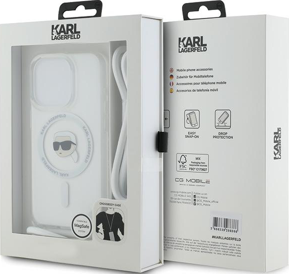 Панель Karl Lagerfeld Crossbody IML Karl Head Magsafe для Apple iPhone 15 Pro  Max Transparent (KLHMP15XHCKHNT) - зображення 7