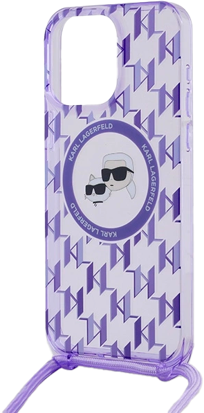 Etui Karl Lagerfeld IML Crossbody Monogram Karl & Choupette Head MagSafe do Apple iPhone 15 Pro Max Purple (KLHMP15XHCKCKLCU) - obraz 4
