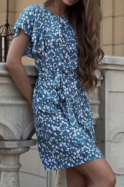 Жіноча сукня зі штапелю в квіти LadyLike 44 Бірюзовий (ll2100018178383) - Фото 1 Жіноча сукня зі штапелю в квіти LadyLike 44 Бірюзовий (ll2100018178383) - изображение 1