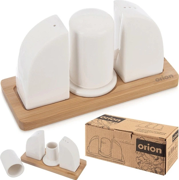 Solniczka i pieprzniczka Orion Whiteline porcelanowe białe (8592381208912) - obraz 4