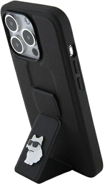 Панель Karl Lagerfeld Gripstand Saffiano Choupette Pin для Apple iPhone 14 Pro Black (KLHCP14LGSACHPK) - зображення 8