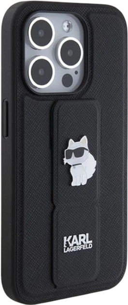 Панель Karl Lagerfeld Gripstand Saffiano Choupette Pin для Apple iPhone 14 Pro Max Black (KLHCP14XGSACHPK) - зображення 4