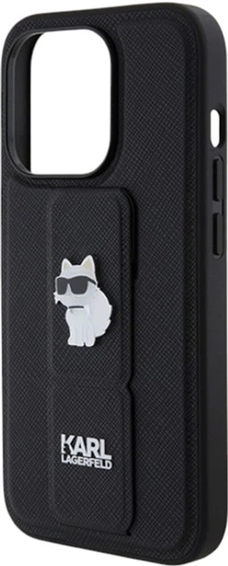 Панель Karl Lagerfeld Gripstand Saffiano Choupette Pin для Apple iPhone 14 Pro Max Black (KLHCP14XGSACHPK) - зображення 6