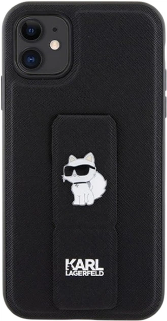 Панель Karl Lagerfeld Gripstand Saffiano Choupette Pin для Apple iPhone 15 Plus/14 Plus Black (KLHCP15MGSACHPK) - зображення 3