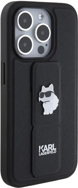 Панель Karl Lagerfeld Gripstand Saffiano Choupette Pin для Apple iPhone 15 Pro Max Black (KLHCP15XGSACHPK) - зображення 5