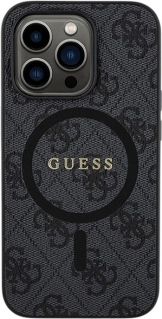 Etui Guess 4G Collection Leather Metal Logo MagSafe do Apple iPhone 15 Pro Black (GUHMP15LG4GFRK) - obraz 3