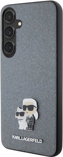 Etui Karl Lagerfeld Saffiano Karl&Choupette Metal Pin do Samsung Galaxy S24 Plus Grey (KLHCS24MPSAKCMPG) - obraz 2