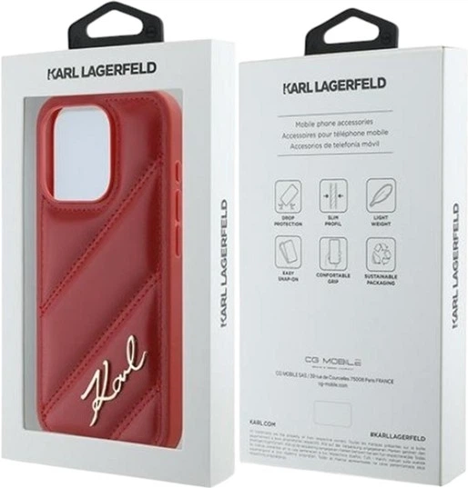Etui Karl Lagerfeld Diagonal Quilted Script do Apple iPhone 15 Pro Red (KLHCP15LPQDSMGR) - obraz 8