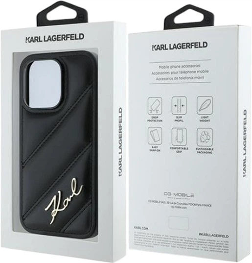 Etui Karl Lagerfeld Diagonal Quilted Script do Apple iPhone 13 Pro Max Black (KLHCP13XPQDSMGK) - obraz 8