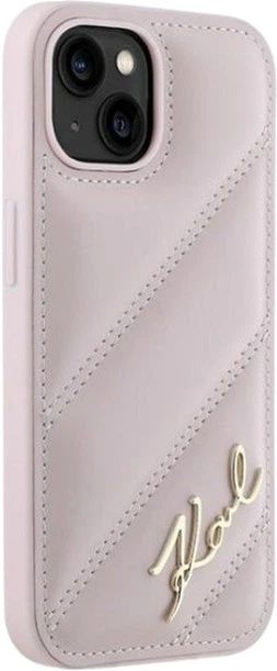 Etui Karl Lagerfeld Diagonal Quilted Script do Apple iPhone 15/14/13 Pink (KLHCP14SPQDSMGP) - obraz 4