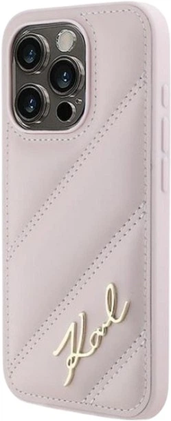 Etui Karl Lagerfeld Diagonal Quilted Script do Apple iPhone 15 Pro Pink (KLHCP15LPQDSMGP) - obraz 2