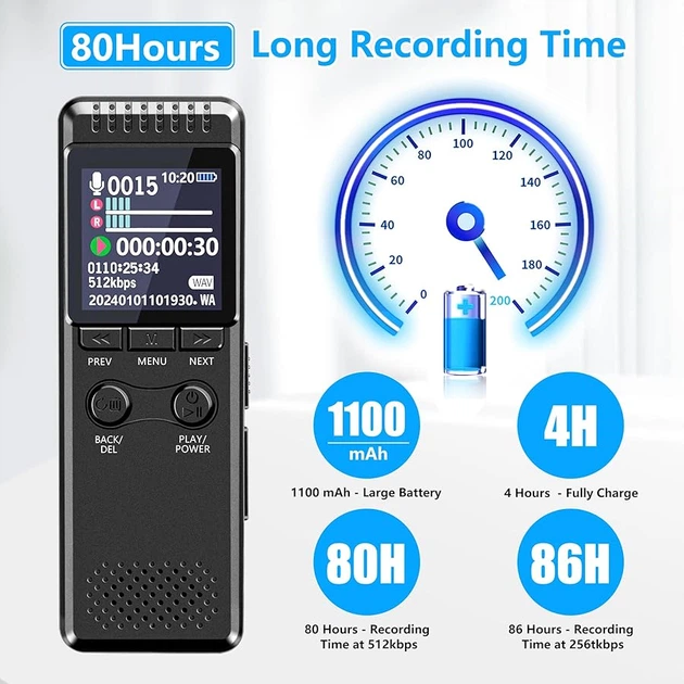 Портативний HiFi диктофон MP3 плеєр із підтримкою голосової активації Patrul V30c - зображення 6