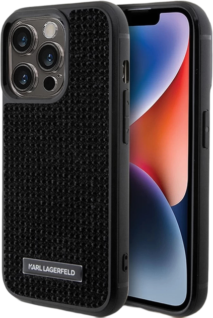 Панель Karl Lagerfeld Rhinestone Logo Metal Plate для Apple iPhone 15 Pro Max Black (KLHCP15SHDSPLK) - зображення 1