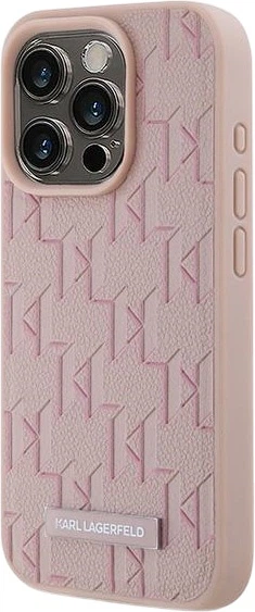 Etui plecki Karl Lagerfeld Leather Monogram Metal Logo MagSafe do Apple iPhone 15 Pro Pink (3666339253929) - obraz 2